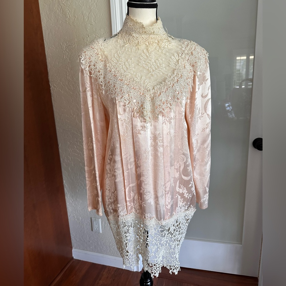 Vintage Jessica McClintock Silk two piece set w delicate lace